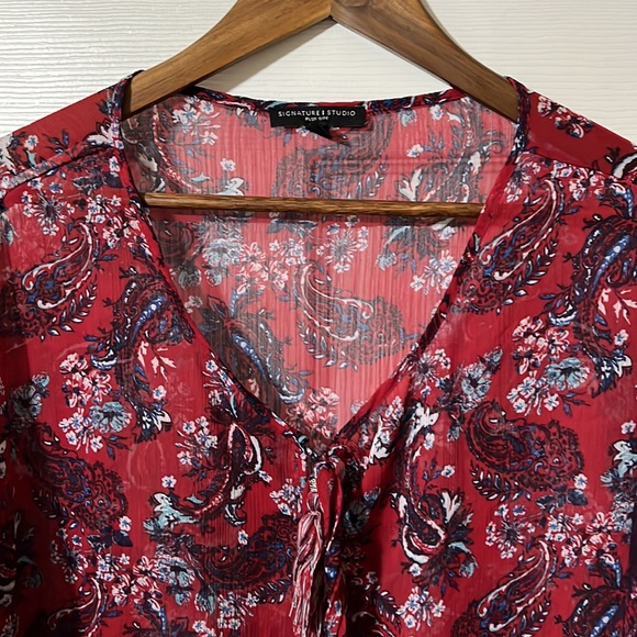 Signature Studio Plus Size Ladies Multicolor Shirt Size 1X See Threw - Picture 4 of 7